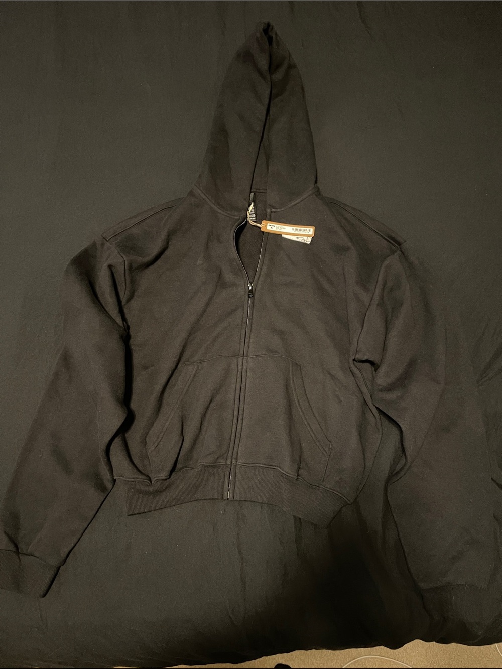 Black cotton fleece classic zip up hoodie